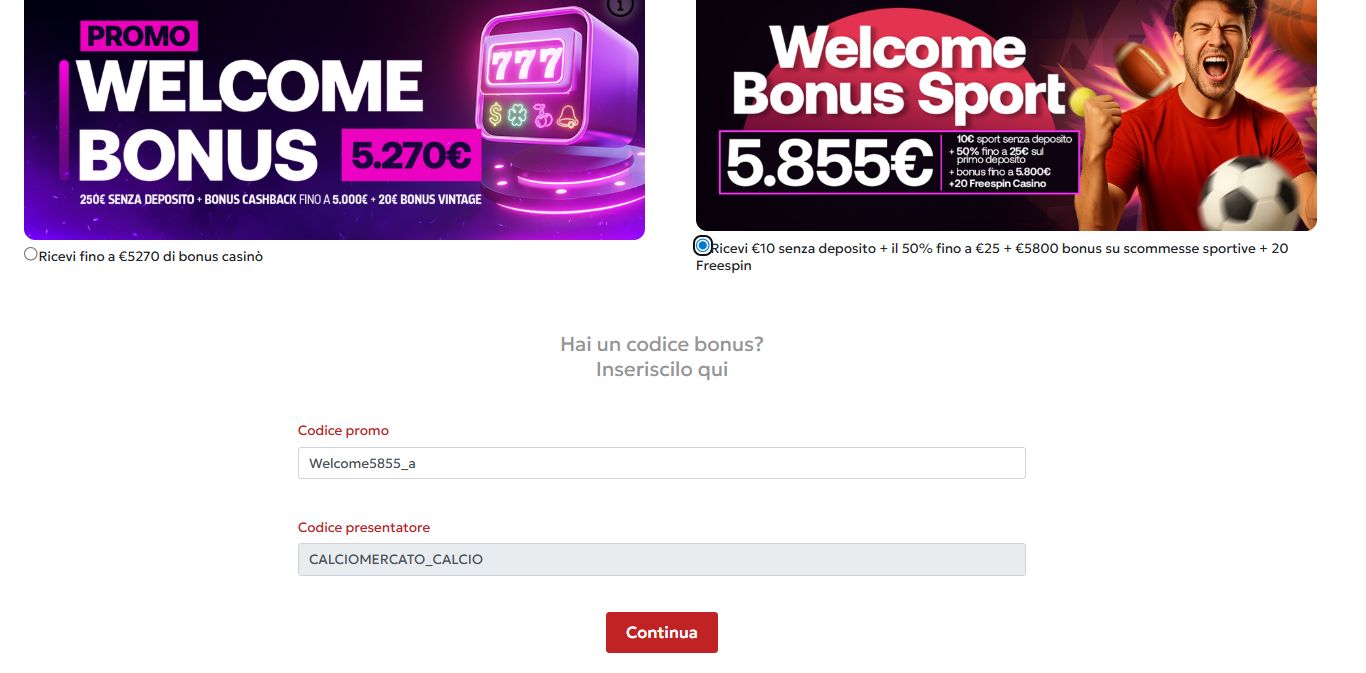 codice promo domusbet per il welcome bonus sport
