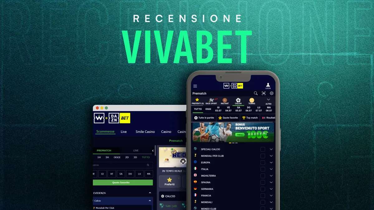 Schermata dell'app Vivabet su dispositivi mobili differenti