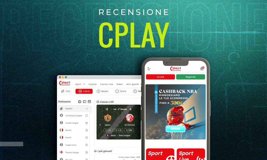 Schermata del Cplay Casino che mostra le slot e i bonus