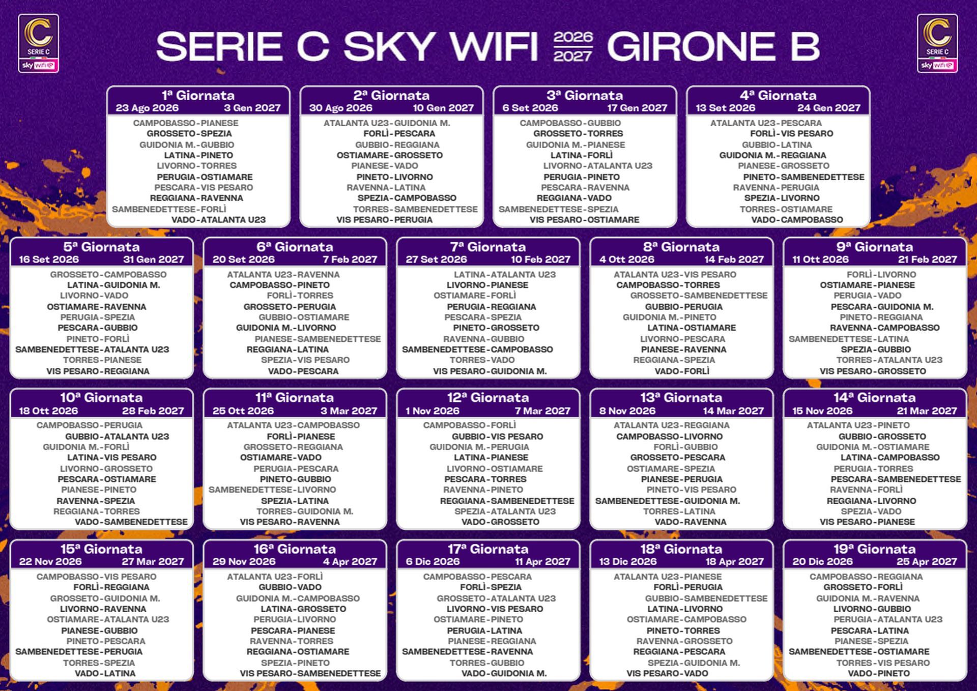 Calendario Girone B Serie C 2026 2027